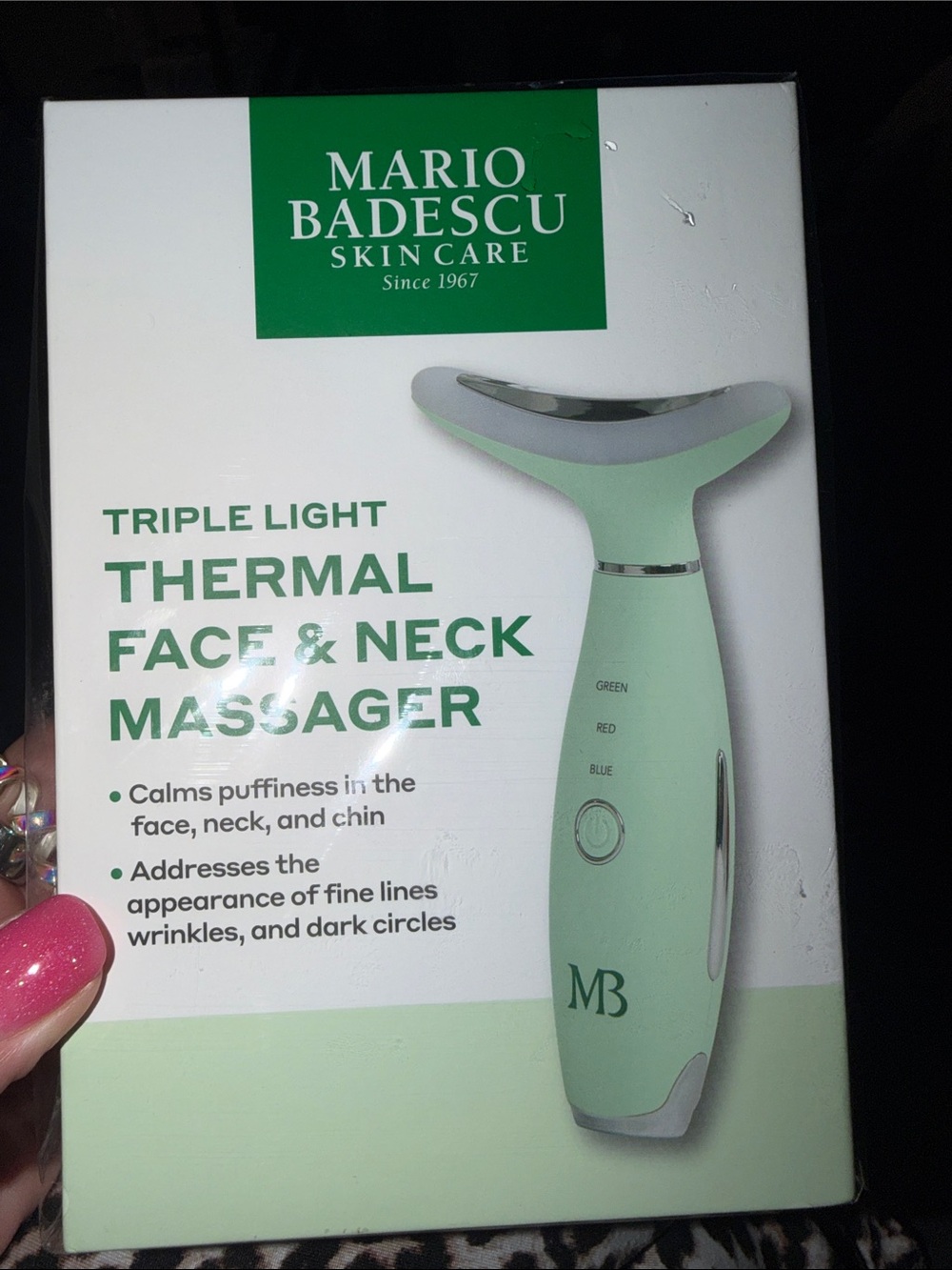 NIB Mario Badescu Mint Triple Light Thermal Face & Neck Massager